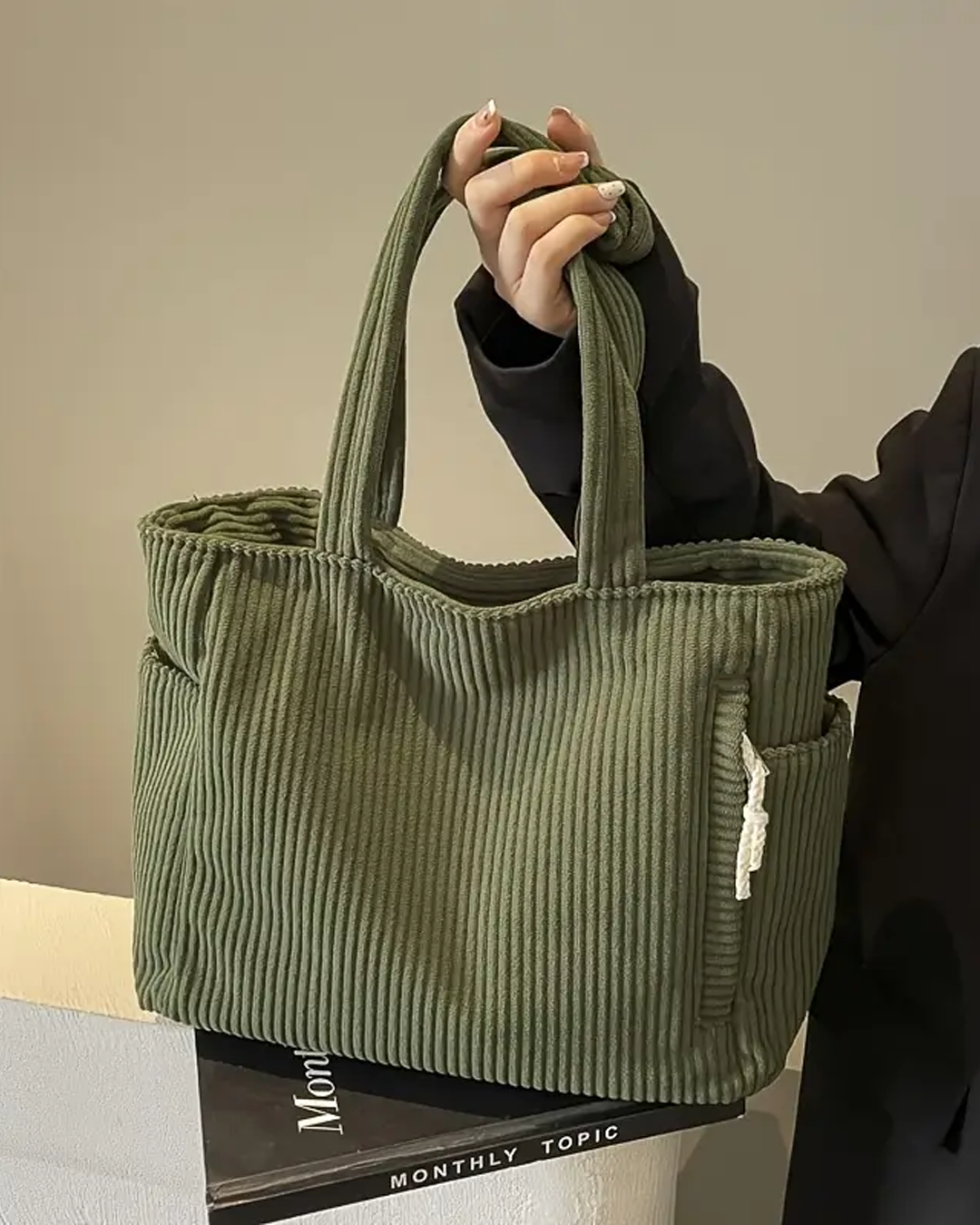 Tilda | Bolso tote acanalado con detalle de cordón