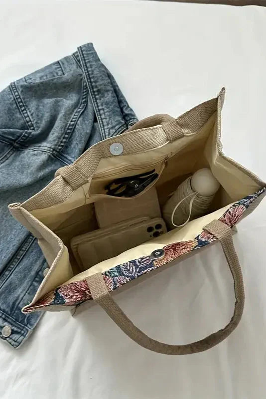 Taila Bolsa de Yute con Estampado Floral y Diseño Ecológico
