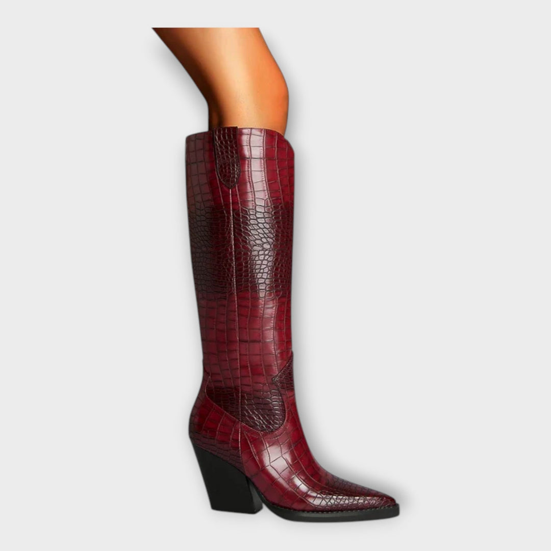 Botas con diseño de cocodrilo y tacón elegante